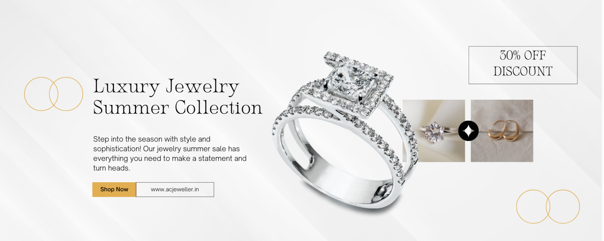 White Gold Elegant Luxury Jewelry Collection Facebook Cover (2000 × 800 px)